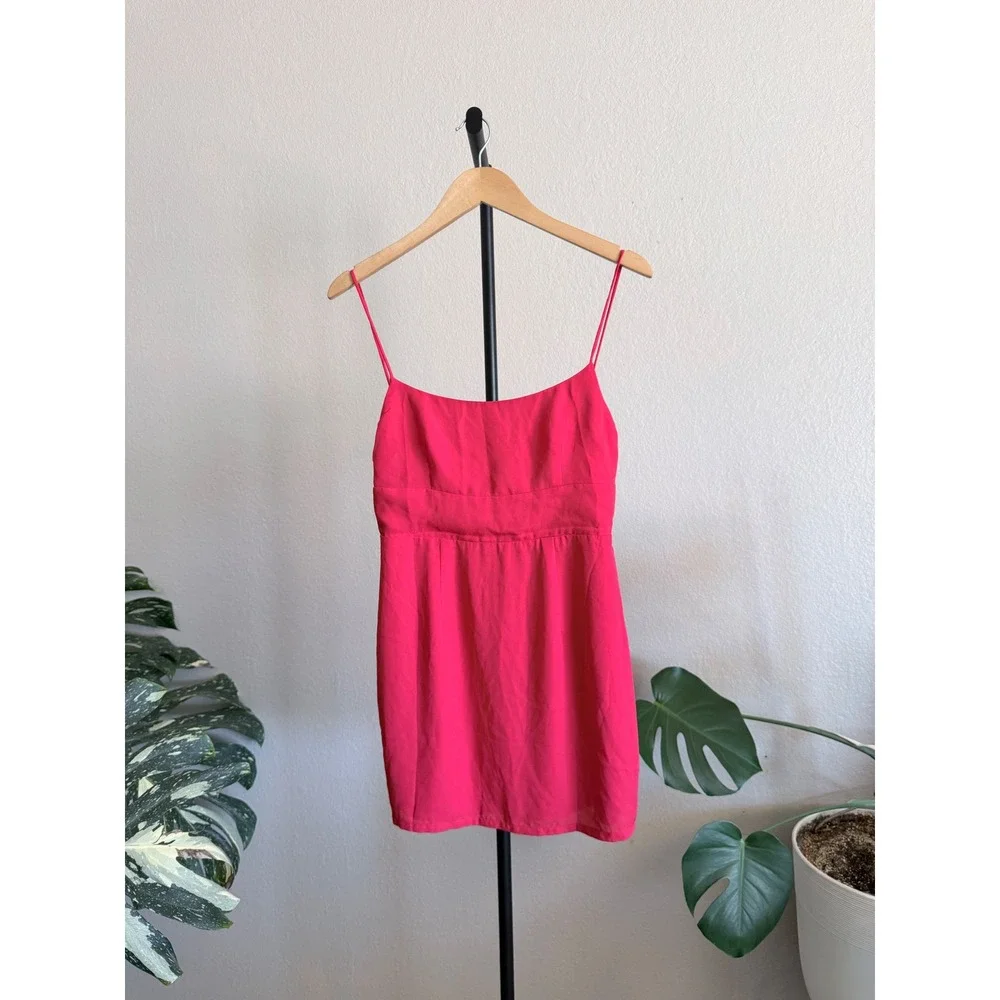 superdown Red Lace Up Open Back Mini Dress Square Neck Spaghetti Strap Medium